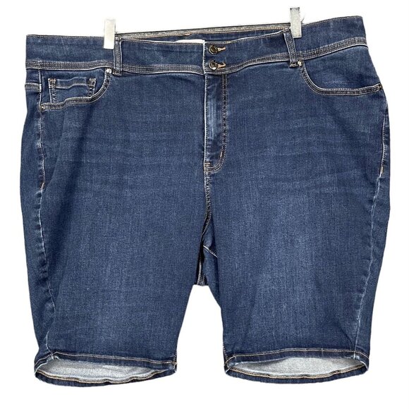Lane Bryant Shorts Womens 26 Blue Jeans Denim Flex Magic Waistband High Rise‎ - Picture 1 of 13